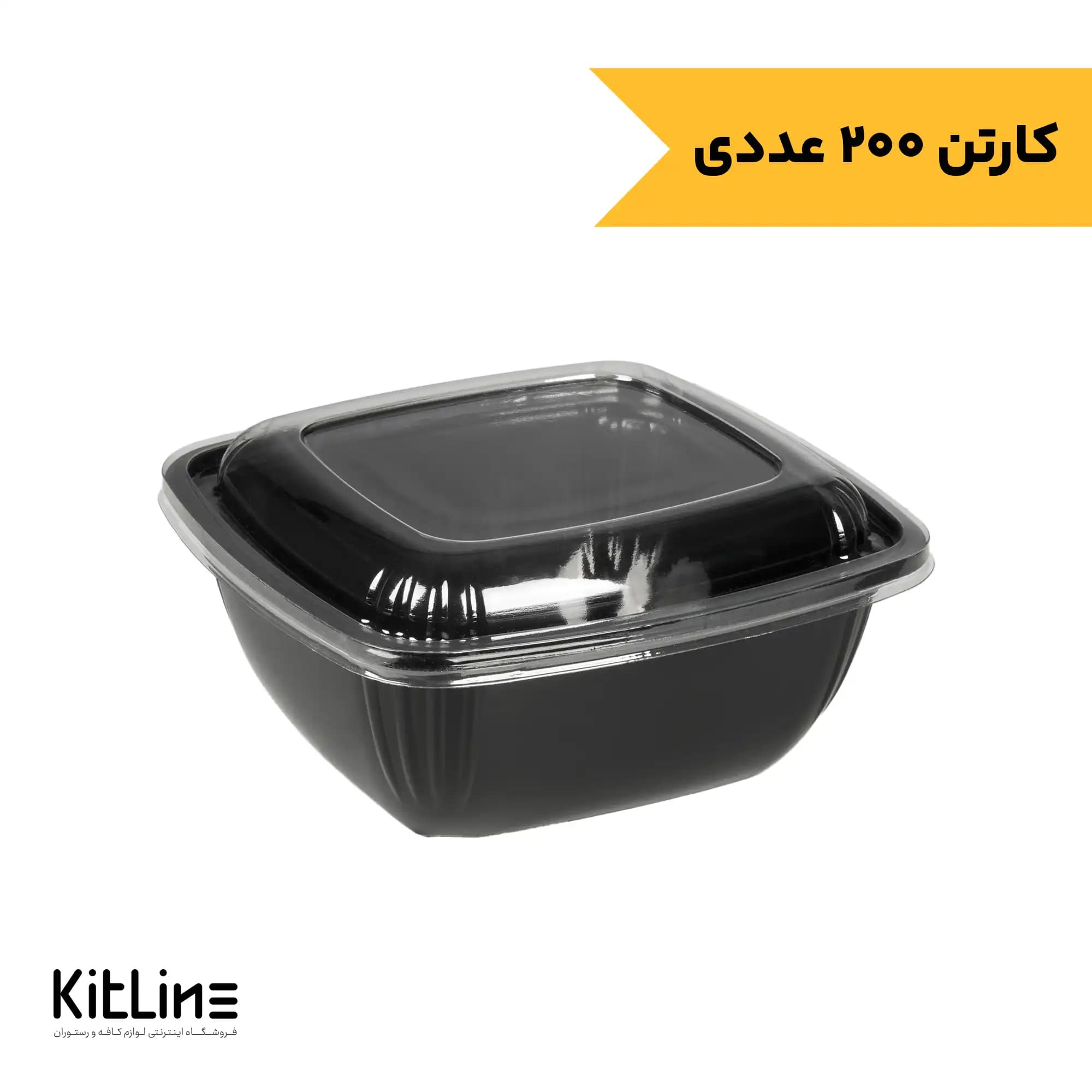 ظرف یکبار مصرف پلی پروپیلن ۱۵.۵×۱۶.۵ سانتیمتری مشکی درب دار مهر پارسا (کارتن ۲۰۰ عددی)