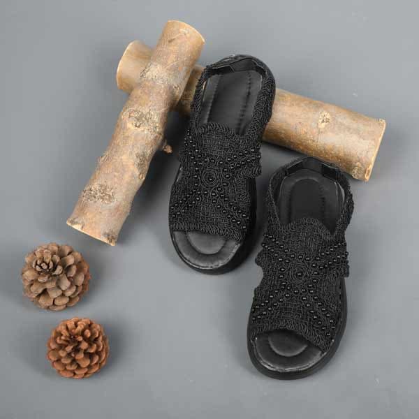 صندل زنانه مشکی تمام مدل نگینی