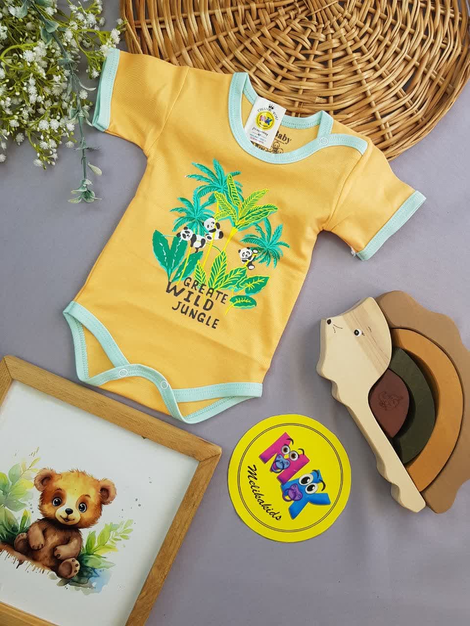 بادی زیردکمه آستین کوتاه طرح پاندا نوزادی و کودک کد 118065