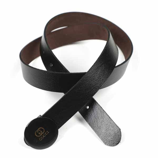 کمربند مردانه مدل براق مشکی دایره ای گوچی