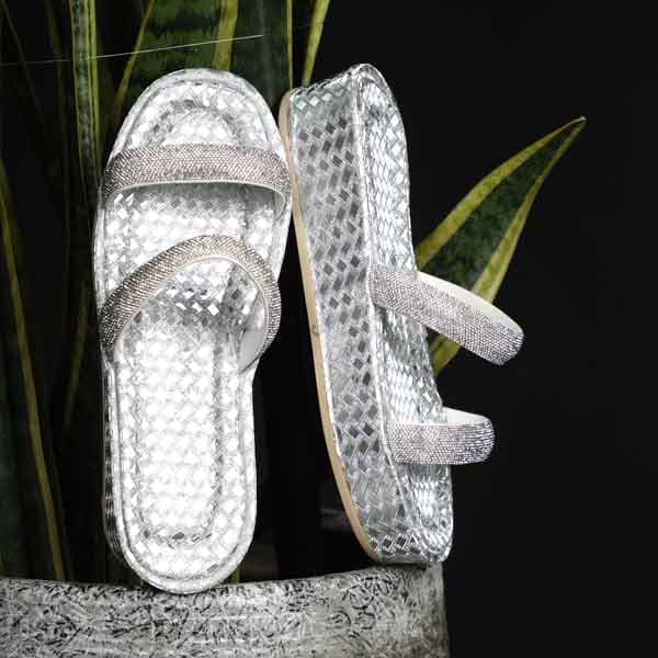 صندل زنانه نگین دار سیلور