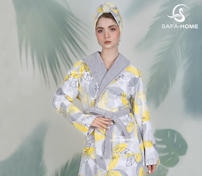 حوله تن پوش زنانه طرح ماهور زرد پودایران