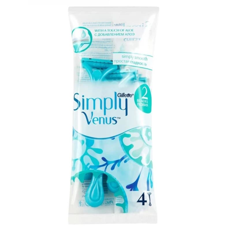 بسته 4 عددی تیغ اصلاح زنانه 2 لبه ونوس ژیلت Simply Venus