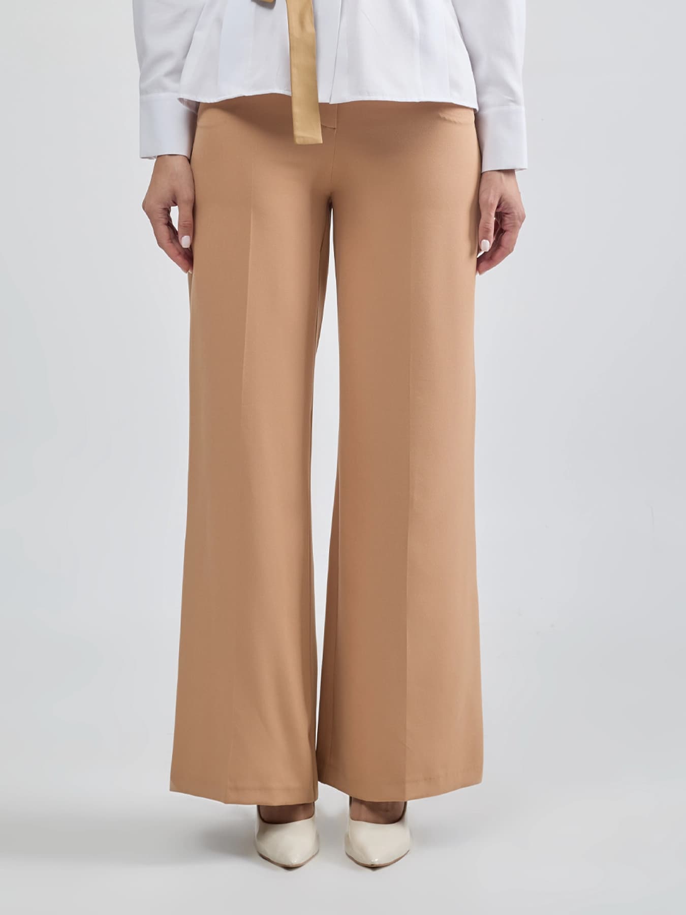 شلوار زنانه نسکافه ای پارچه ای