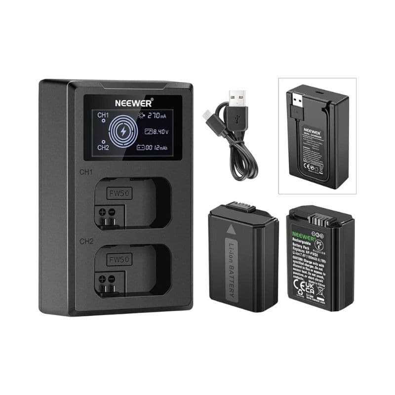 پکیج شارژر و باتری دوربین نیور Neewer NPFW50 Dual Charger