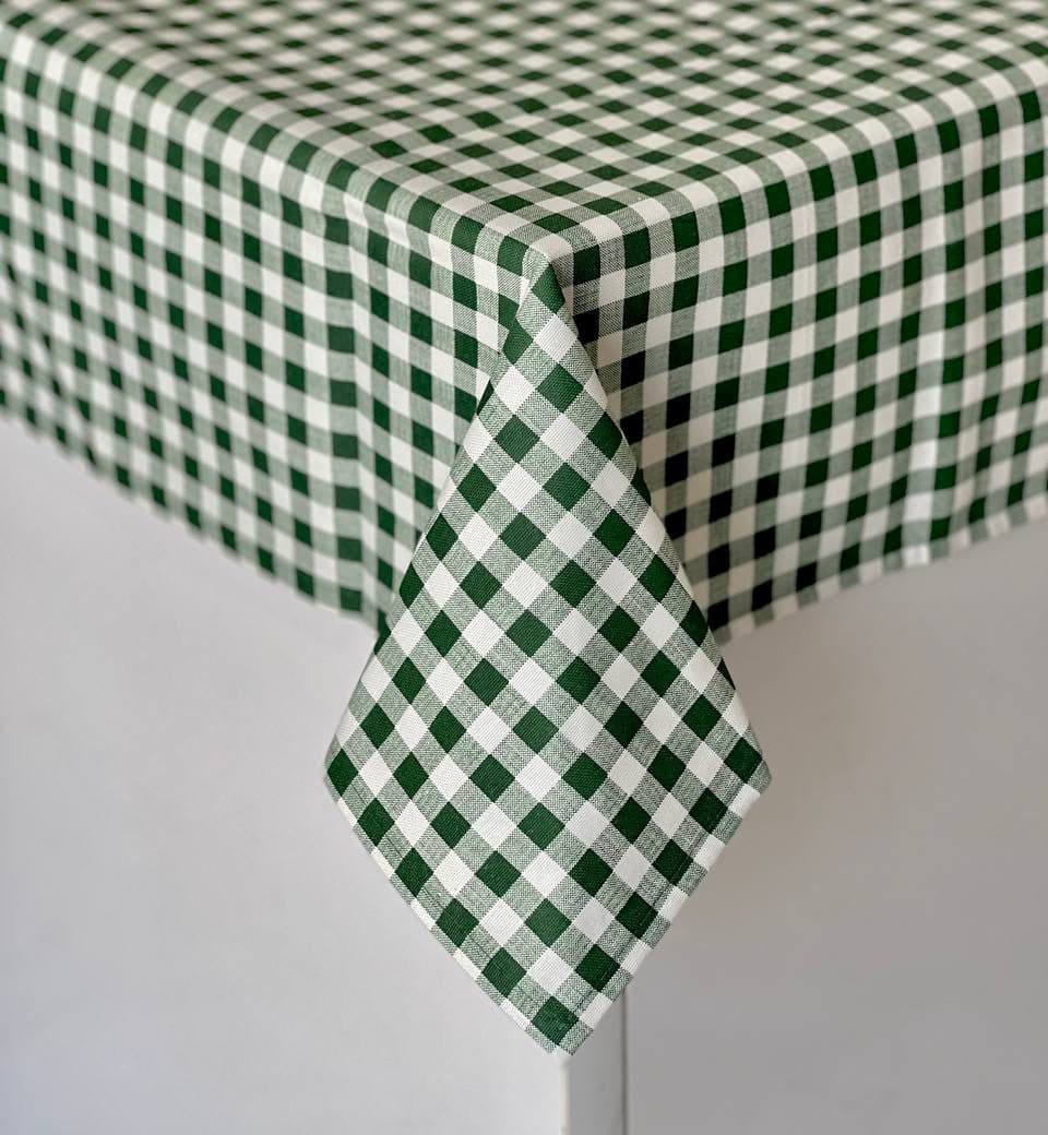 رومیزی پارچه ای- طرح چهارخانه سبز