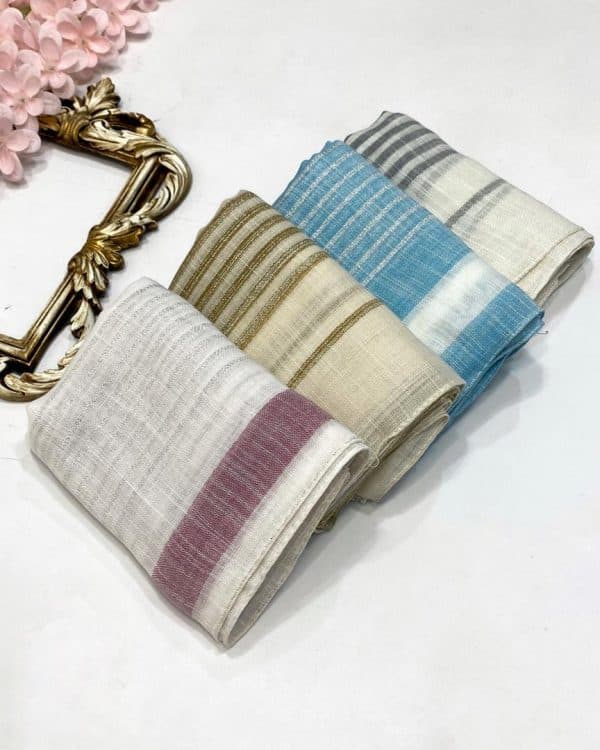 شال نخ لینن راه راه