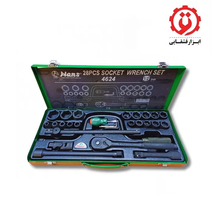 جعبه بکس مشکی فشار قوی 28 پارچه درایو 1/2 هنس مدل 4624