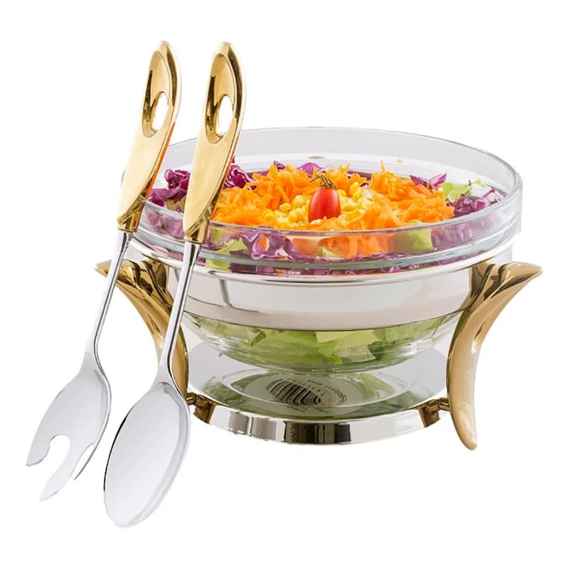 سوفله سالاد خوری تک استیل مدل لوپ (دسته طلایی)