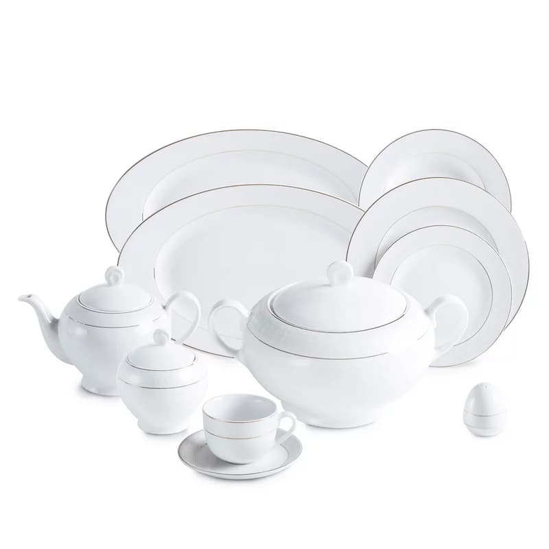 سرویس چینی زرین 12 نفره کامل سپید صدف (102 پارچه)