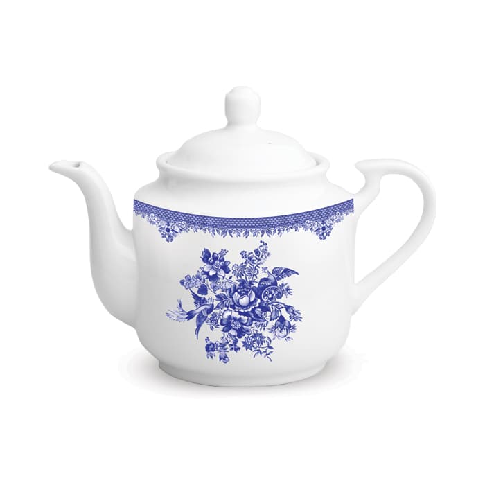 قوری استوانه بزرگ چینی زرین طرح فلورانس (2 پارچه)