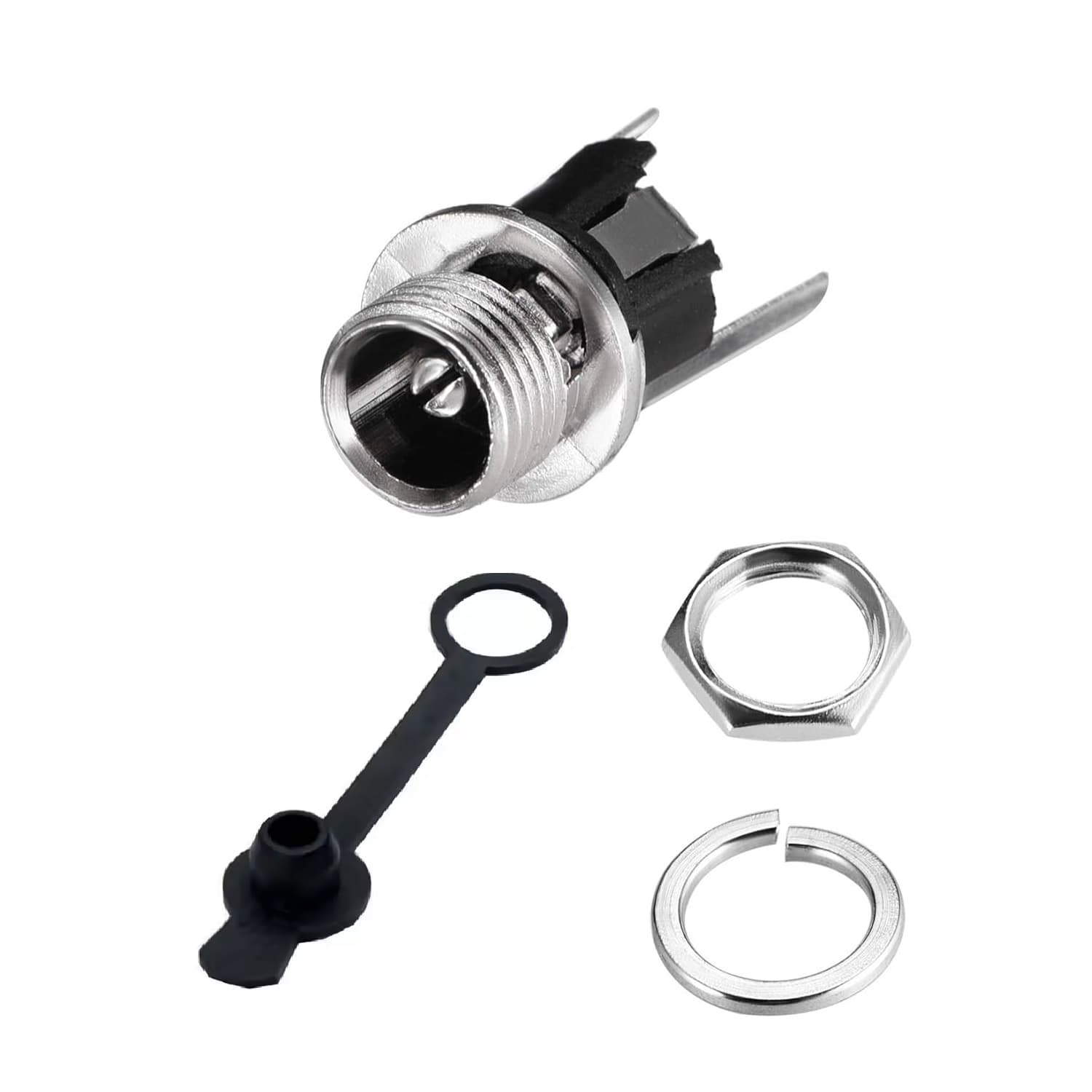 جك آداپتور مهره خور فلزی DC-025M درپوش دار ضدآب