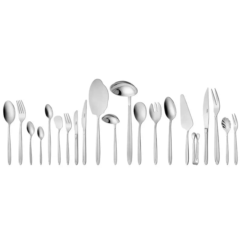 سرویس قاشق و چنگال 12 نفره ناب استیل طرح پالرمو استیل براق (124 پارچه)