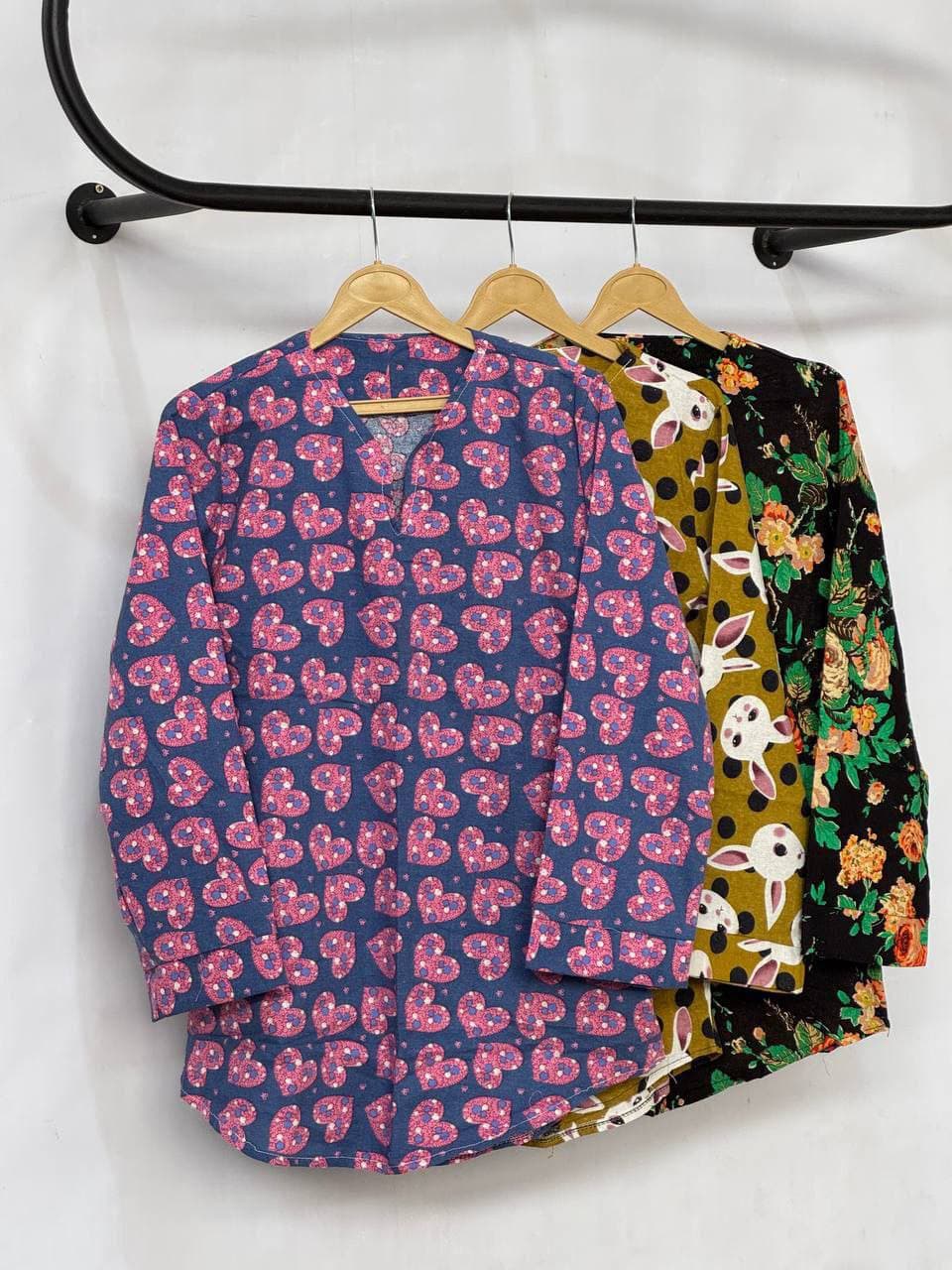 شومیز طرح دار یقه مراکشی کد 7557