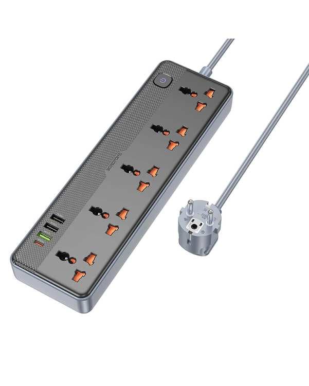 شارژر و چندراهی برق مشکی بروفون BOROFONE مدل BAC5A PD20W