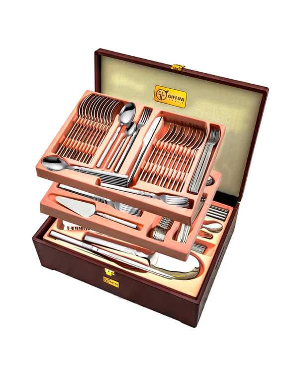 سرویس قاشق و چنگال 142 پارچه استیل جی فی نی GIFFINI مدل 55 سوپر لاکچری