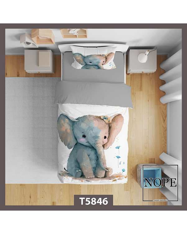 سرویس لحاف روتختی کودک یک نفره 5 تکه نوپه هوم Nopehome طرح فانتزی فیل کد T5846
