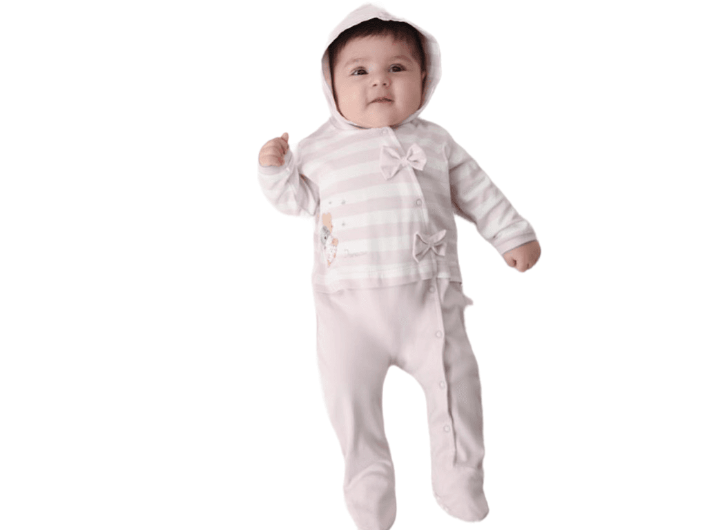 سرهمی کلاهدار نوزادی دخترانه طرح violet دانالو Danaloo