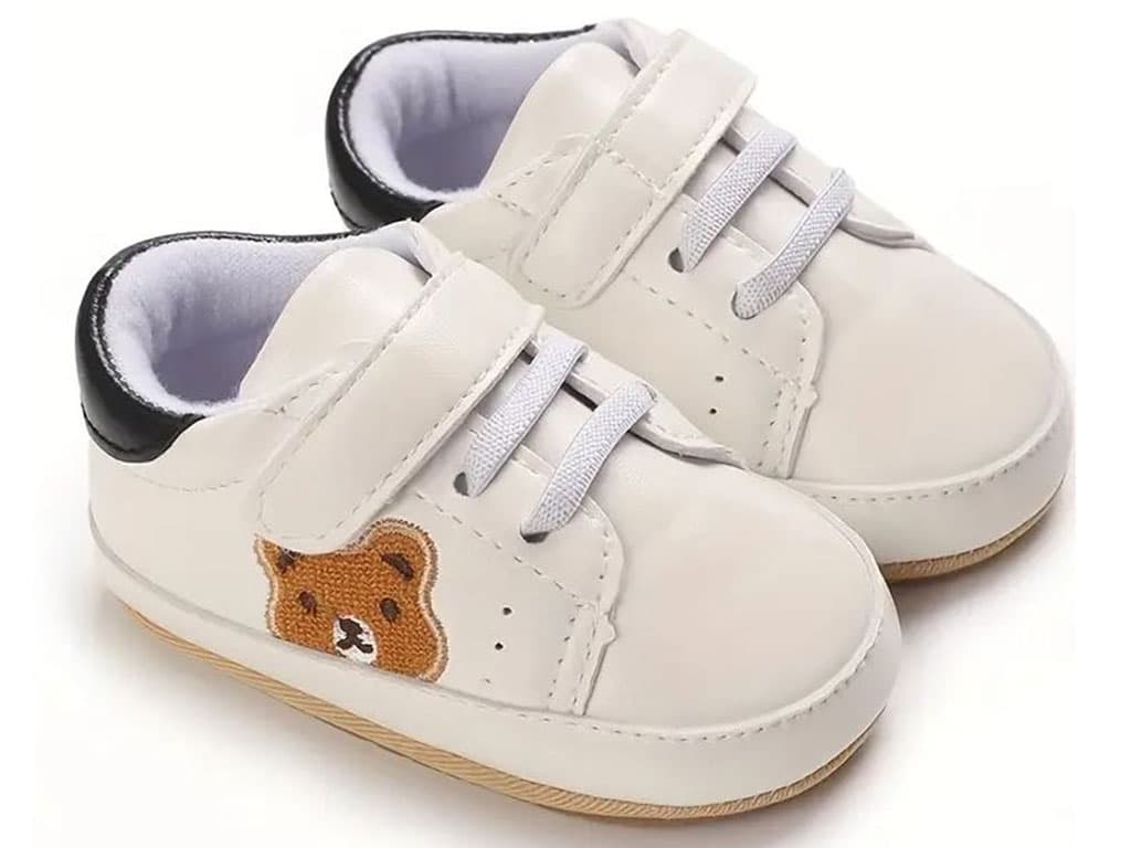 پاپوش استپ دار نوزادی سفید رنگ خرس تدی