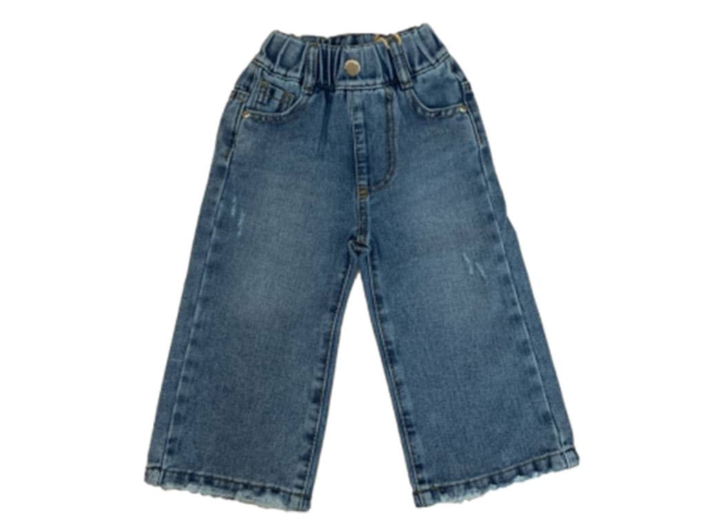 شلوار جین بگ کمرکش دخترانه رنگ آبی