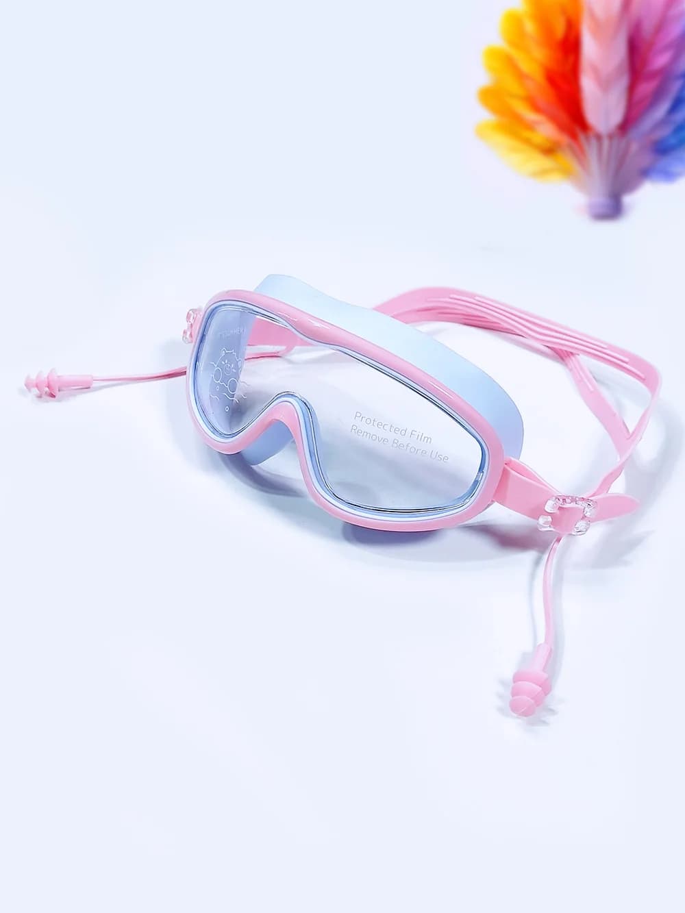 عینک شنا فرم بزرگ دخترانه بچگانه به رنگ آبی و صورتی رنگ وی کی – VK ضد بخار