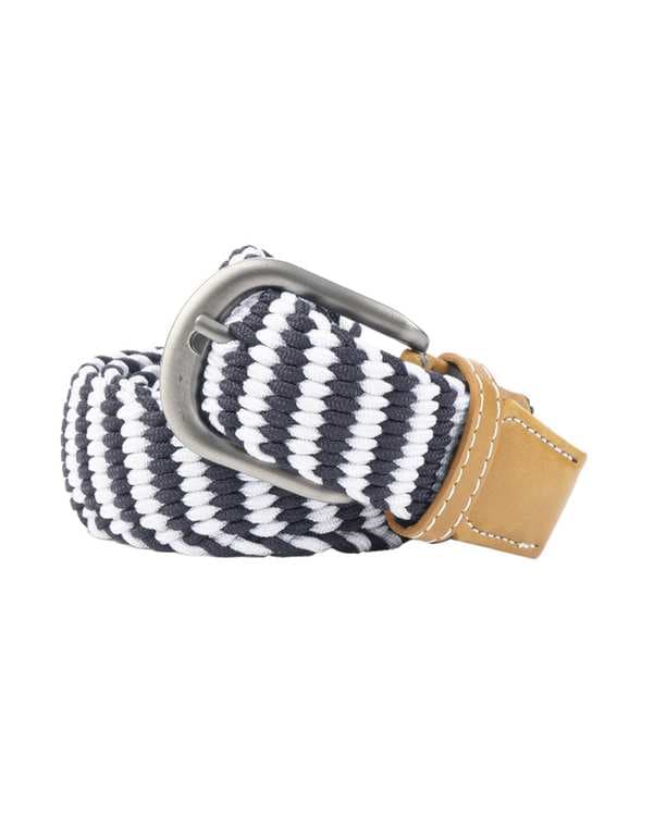 کمربند مردانه بافت کشی سفید مشکی بیسراک Bisrak مدل MB-CHB3-3-135