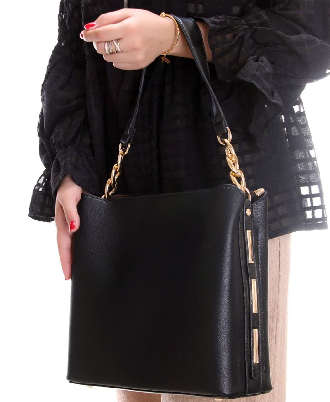 کیف دوشی زنانه تک بند چرم دستی دخترانه مجلسی اداری دانشجویی روزمرگی مشکی