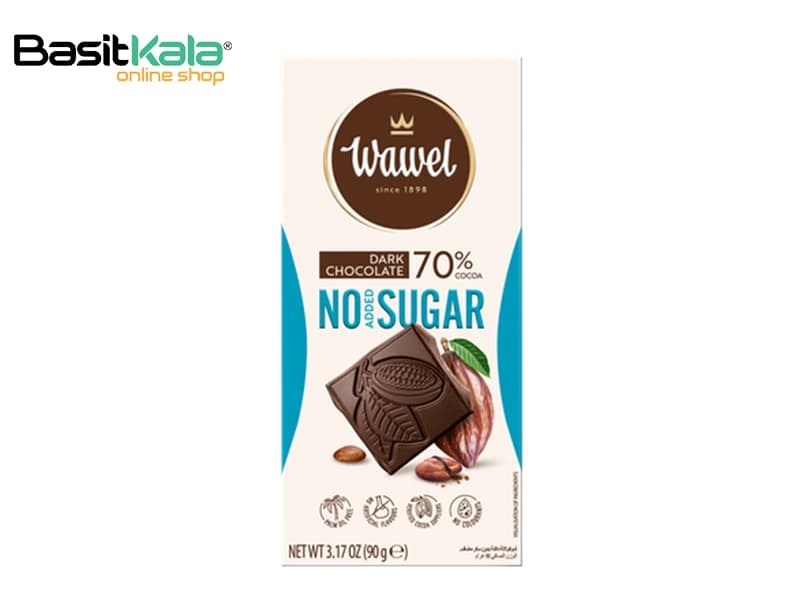 شکلات تلخ تخته‌ای 70% بدون شکر 90 گرم واول