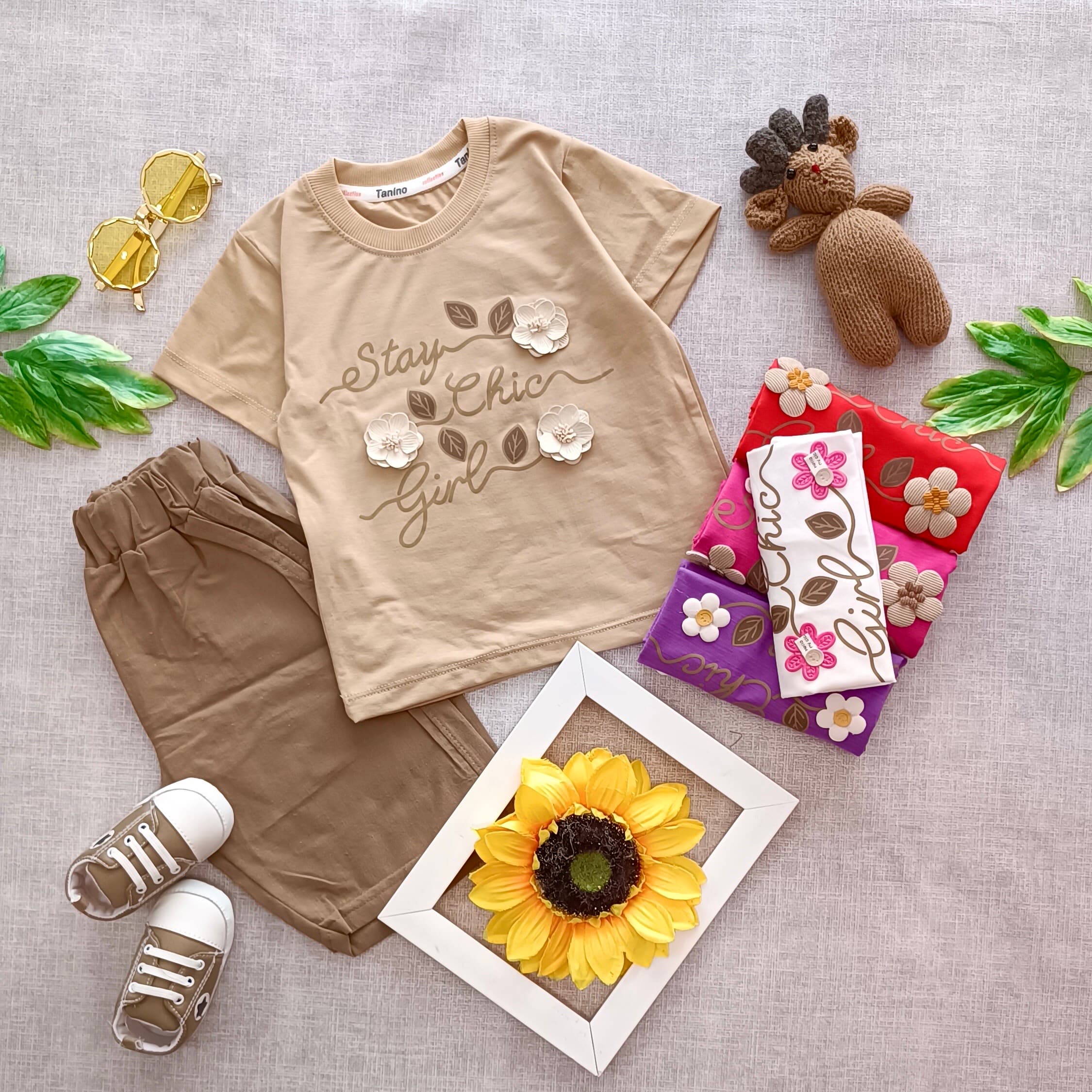 تیشرت و شلوارک گل برجسته