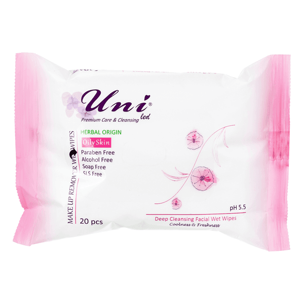 دستمال مرطوب پاک کننده آرایش یونی لد مخصوص پوست چرب 20 برگی