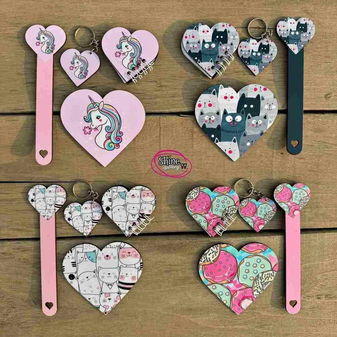 ست لوازم تحریر چوبی قلبی