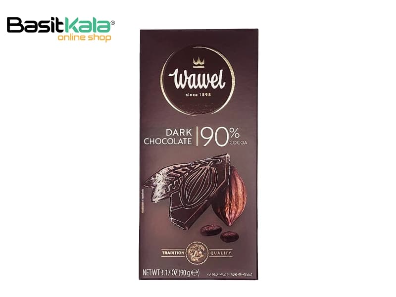 شکلات تلخ تخته‌ای 90 درصد 90 گرم واول