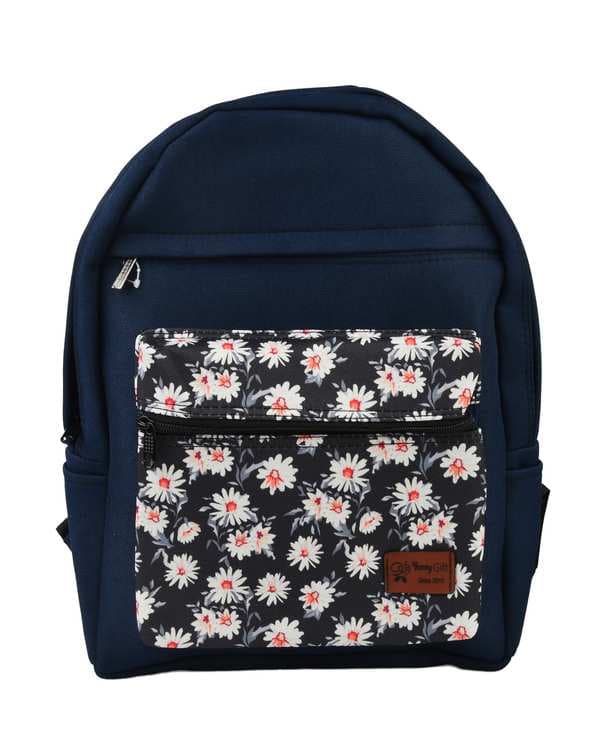 کوله پشتی لپ تاپ مشکی نارنجی وندی Vandy مدل رامک طرح گل درشت کد 1144