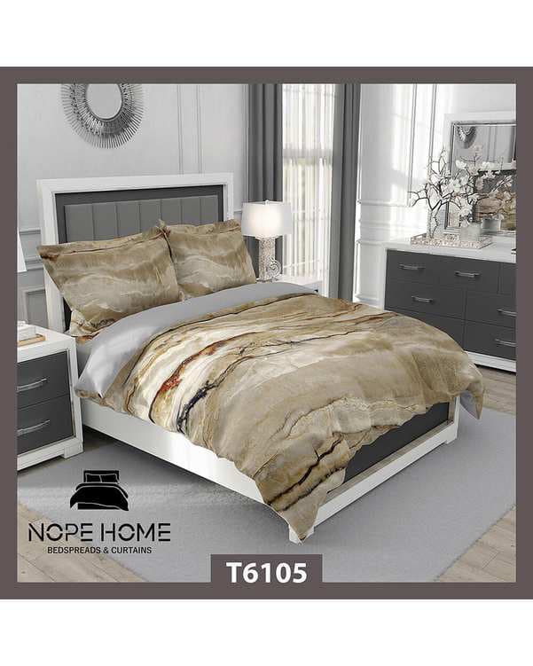 سرویس لحاف روتختی یک نفره 5 تکه نوپه هوم Nopehome طرح مدرن مرمری کد T6105