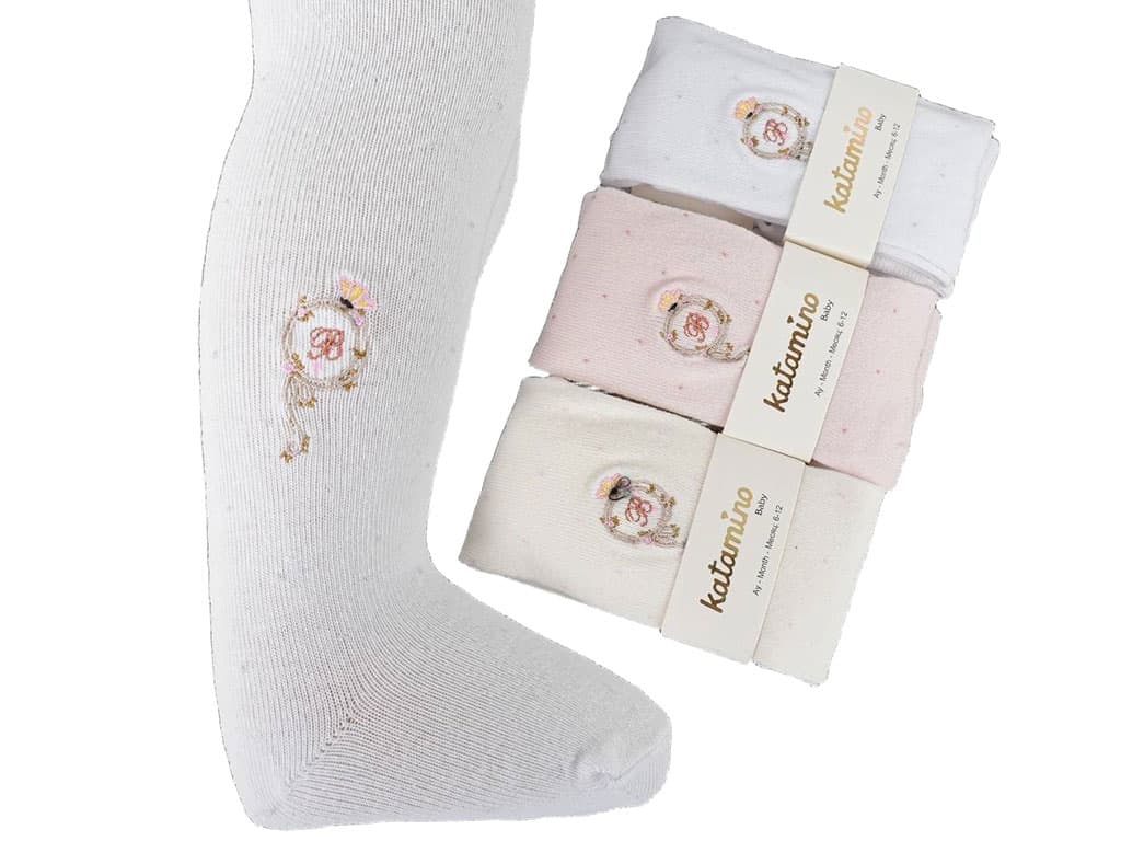 جوراب شلواری نوزادی دخترانه طرح گلدوزی شده آرتی Arti