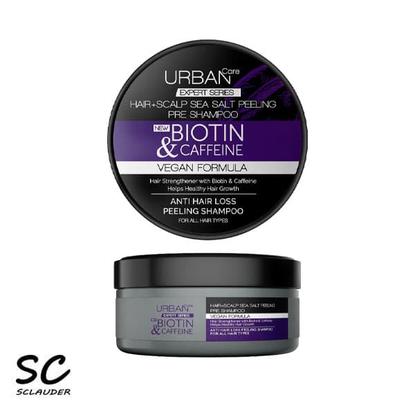 اسکراب لایه بردار پوست کف سر حاوی بیوتین و کافئین و نمک دریا اربن کرUrban Care سری Expert