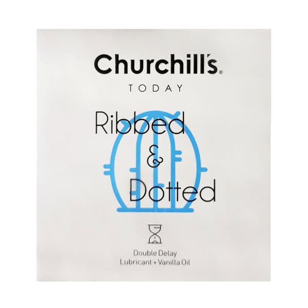 کاندوم خاردار و شیاردار تاخیری چرچیلز مدل Ribbed & Dotted بسته 3 عددی