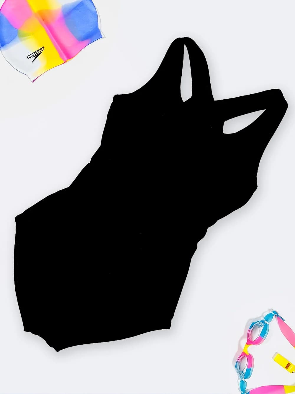 مایو زنانه اسلیپ مشکی با بند قابل تنظیم روی سرشانه برند شهره ( Shohreh ) و کاپدار