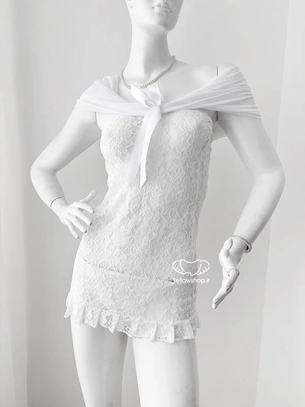 لباس خواب پیراهنی توری گیپوری کد 27077