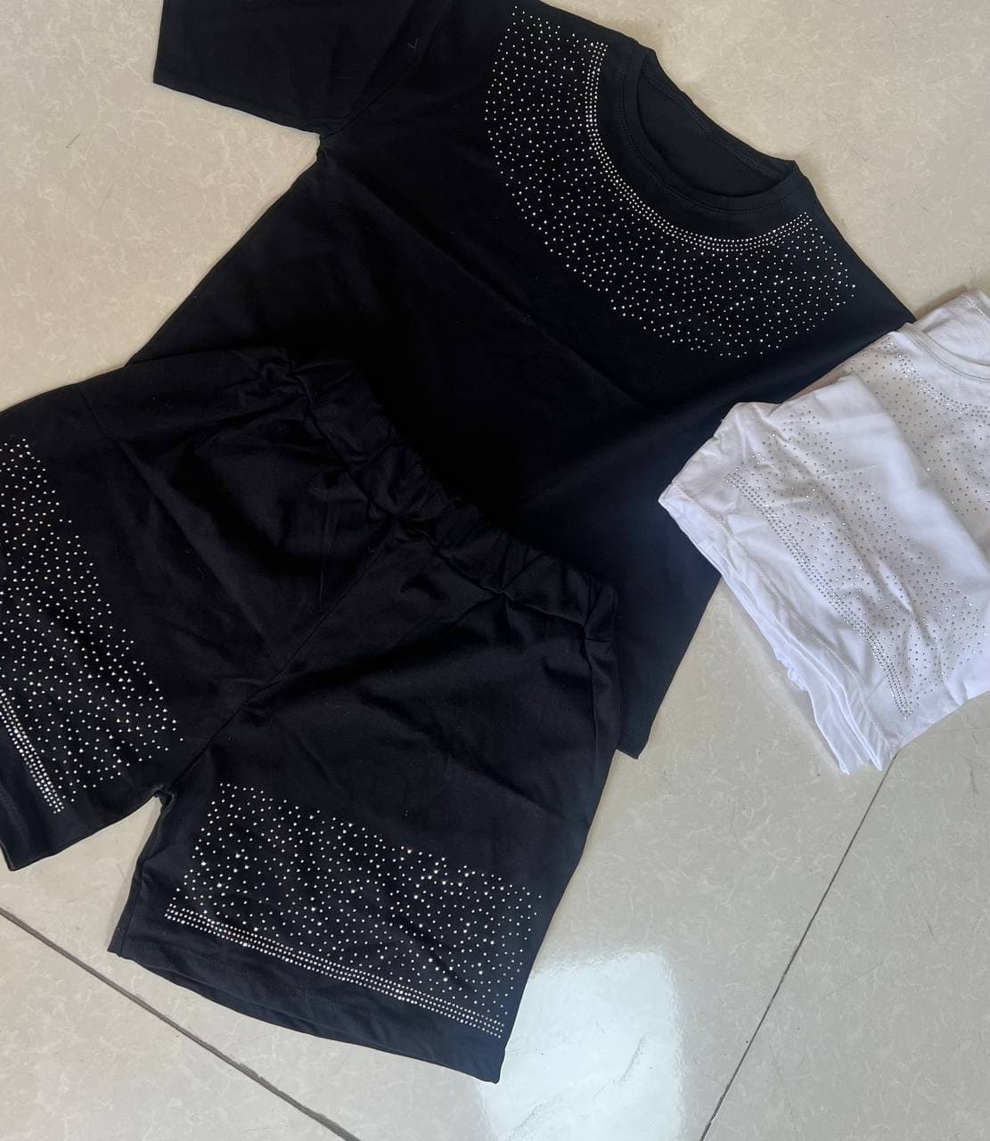 تیشرت شلوارک نگینی کد 1091