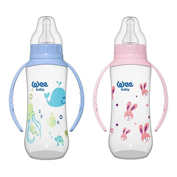 شیشه شیر دهانه استاندارد پروپلین دسته دار وی کر کد B316 جم 270 میلی لیتر