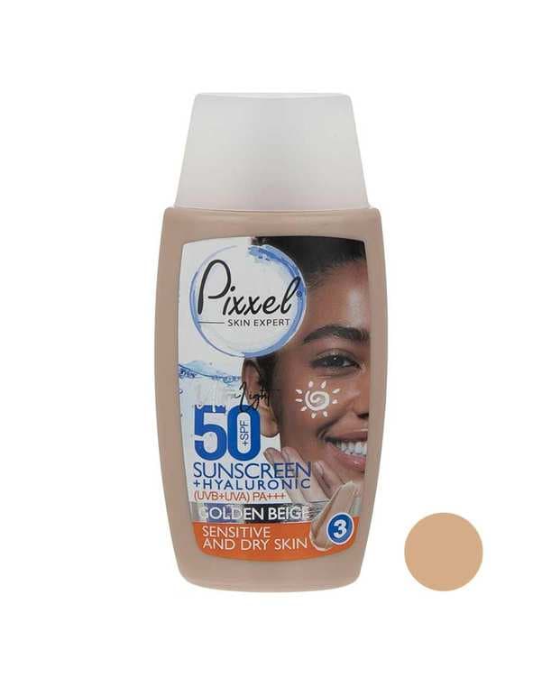 کرم ضد آفتاب رنگی SPF50 بژ طلایی پیکسل Pixxle مناسب پوست خشک و معمولی