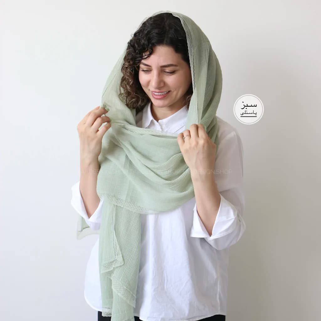 شال پلیسه لبه دانتل مدل پاپیتال