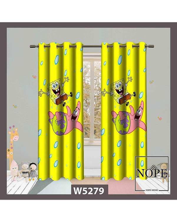 پرده کودک مخمل نوپه هوم Nopehome مدل پانچی طرح باب اسفنجی کد W5279