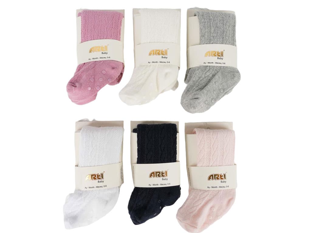 جوراب شلواری استپ دار نوزادی دخترانه 12-6 ماه طرح دار arti