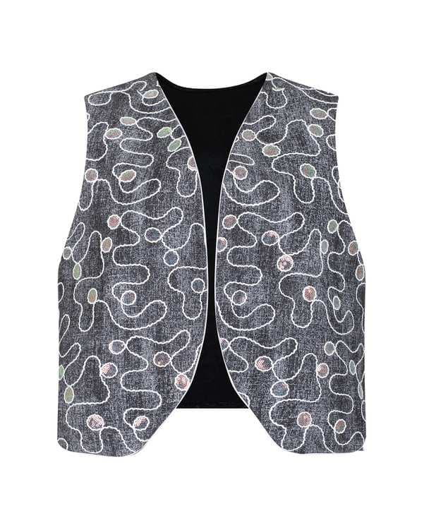 جلیقه زنانه جین مشکی مینوس Miinoos مدل لیندا کد 2023-180-1