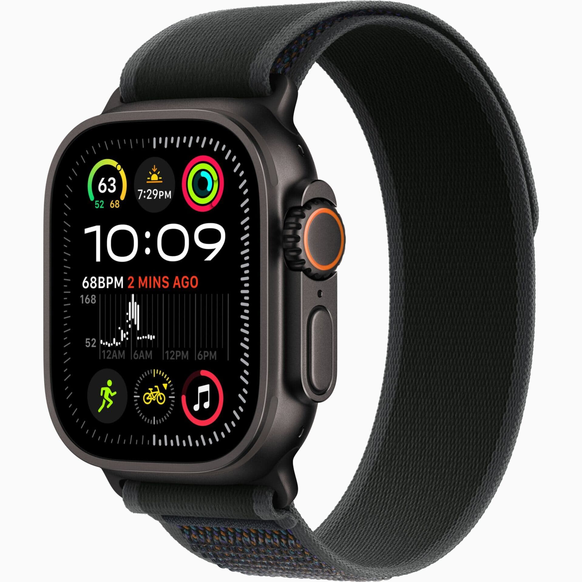 اپل واچ اولترا 2 جدید iWatch Ultra 2 New 49mm بند Trail Loop مشکی / بدنه مشکی