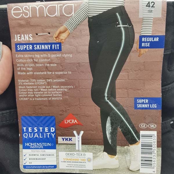 شلوار جین زنانه سوپر اسکینی فیت برند اسمارا کد bano1423