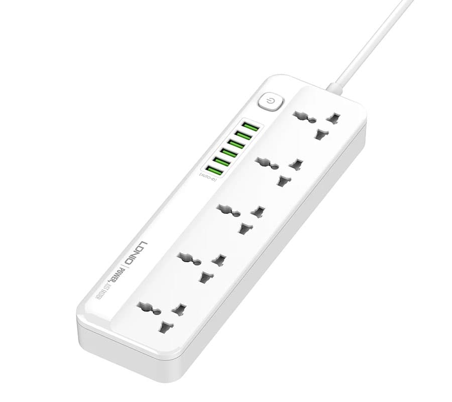 چند راهی برق و شارژر الدینیو LDNIO SC5614 دارای 6 پورت USB - سفید