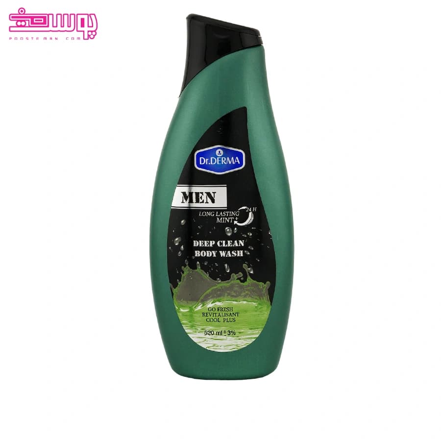 شامپو بدن مردانه سبز تمیز کننده ژرف دکتر درما حجم 520ml
